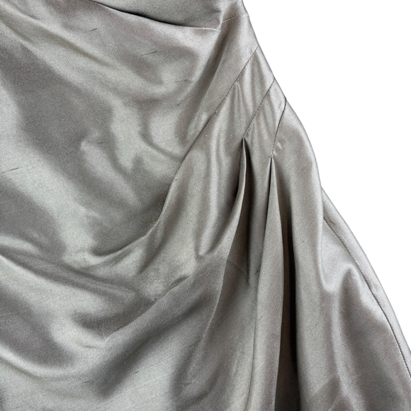 MaxMara Italy Champagne Gold Silk Blend V-Neck Sleeveless Gathered Dress Size 4 - Picture 4 of 12